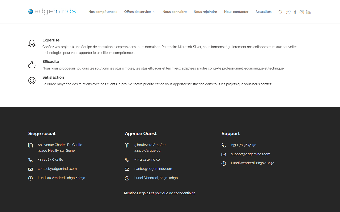 Aperçu du site de Edgeminds