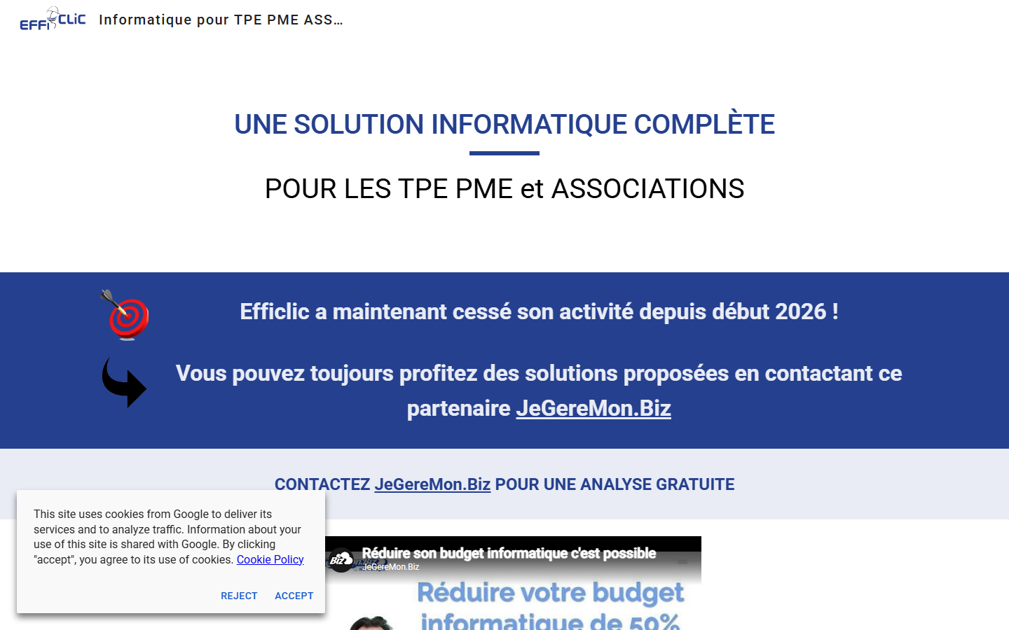 Aperçu du site de EFFICLIC PRO