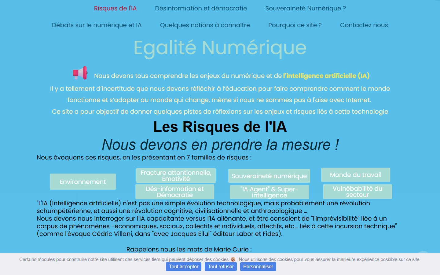 Aperçu du site de EGALITE NUMERIQUE