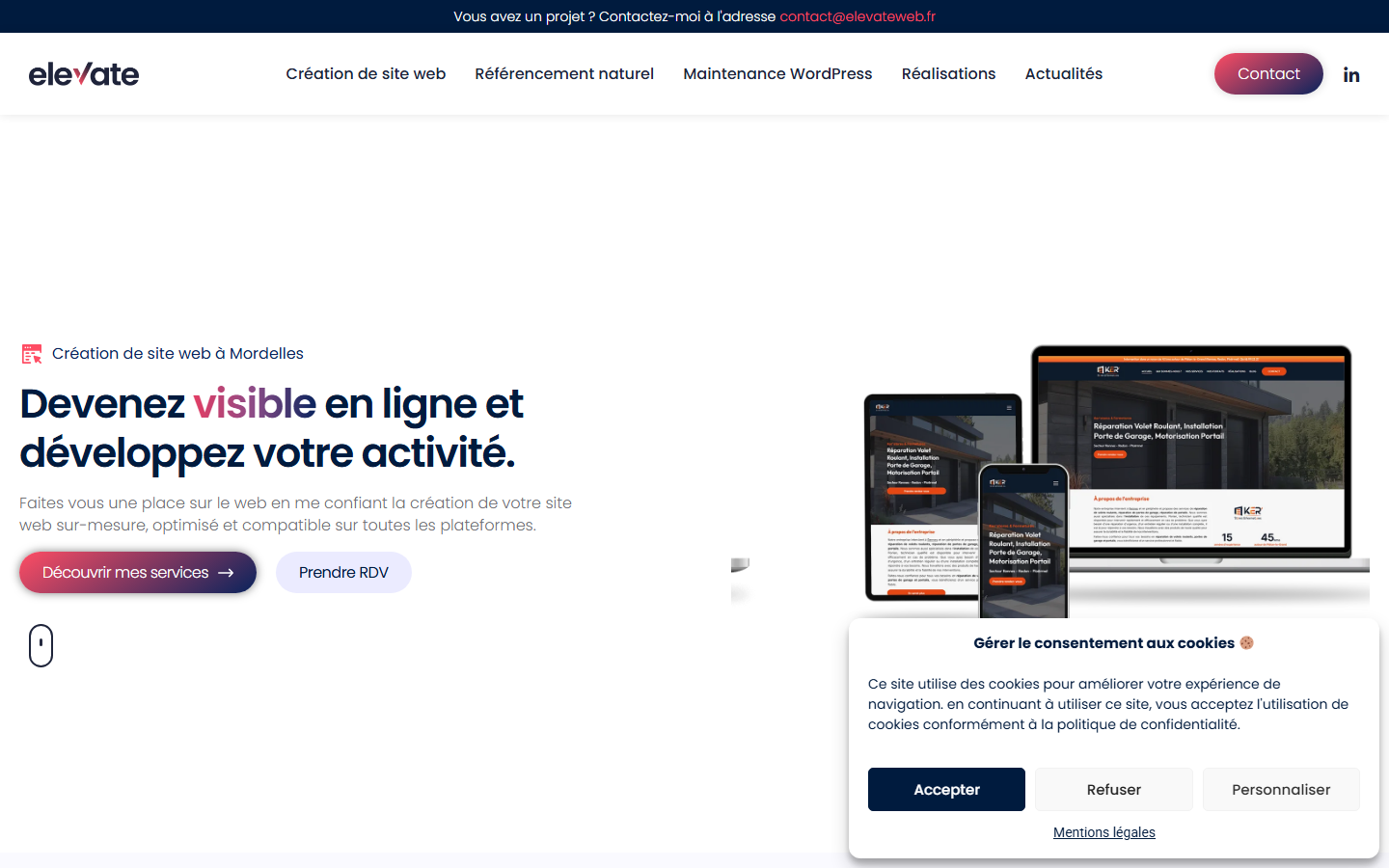 Aperçu du site de Elevate
