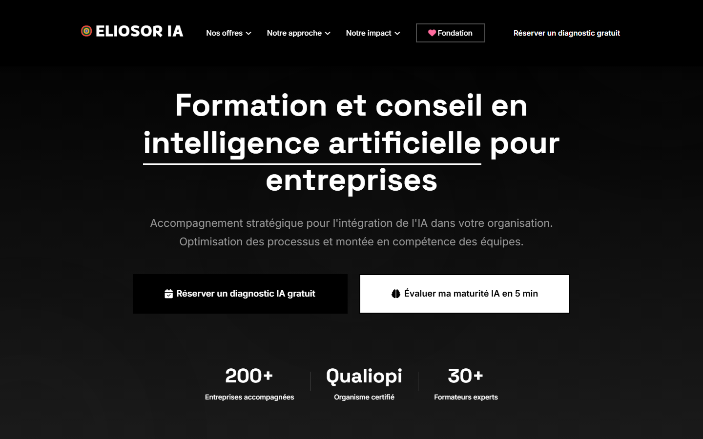 Aperçu du site de ELIOSOR IA