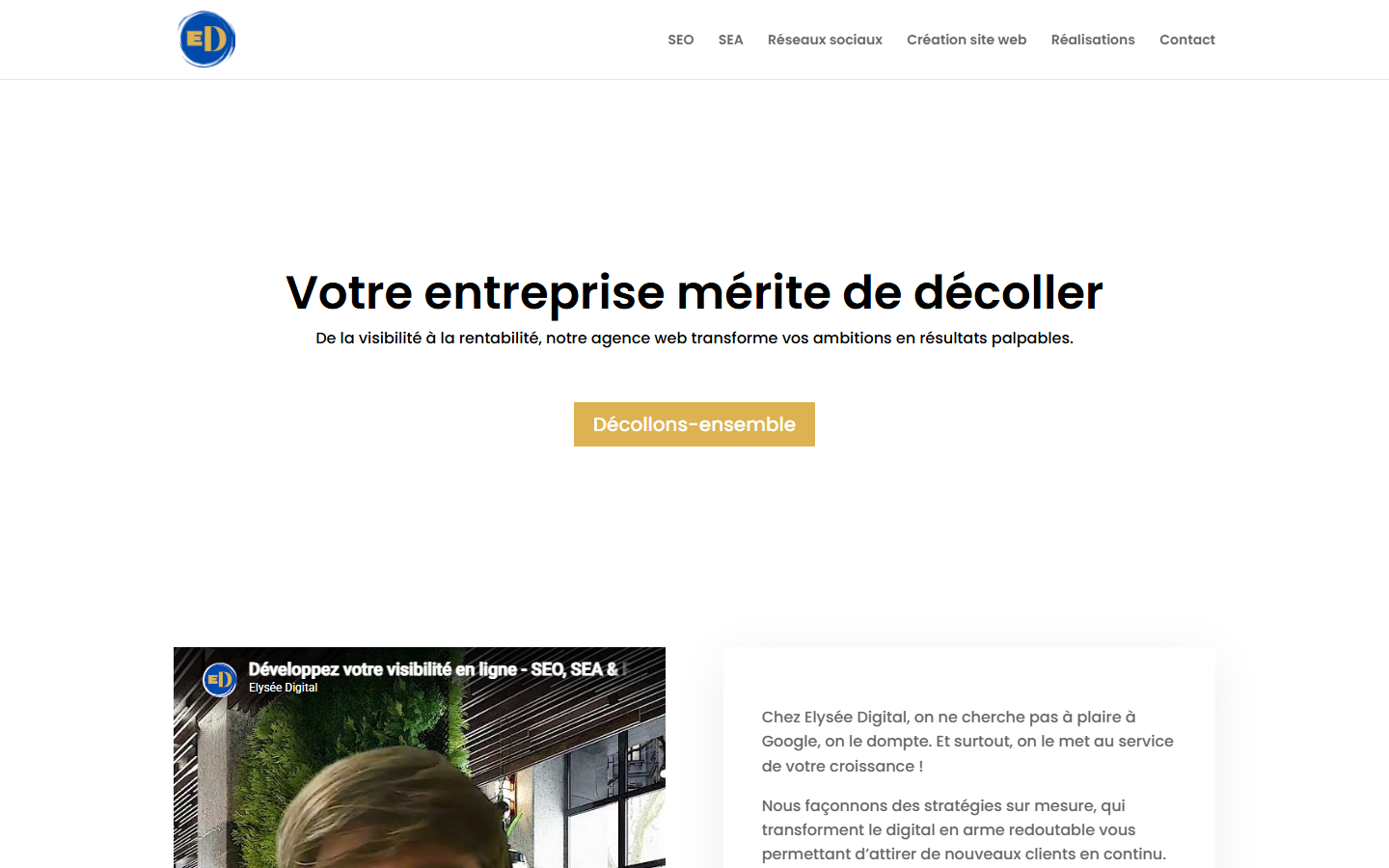 Aperçu du site de Elysée Digital