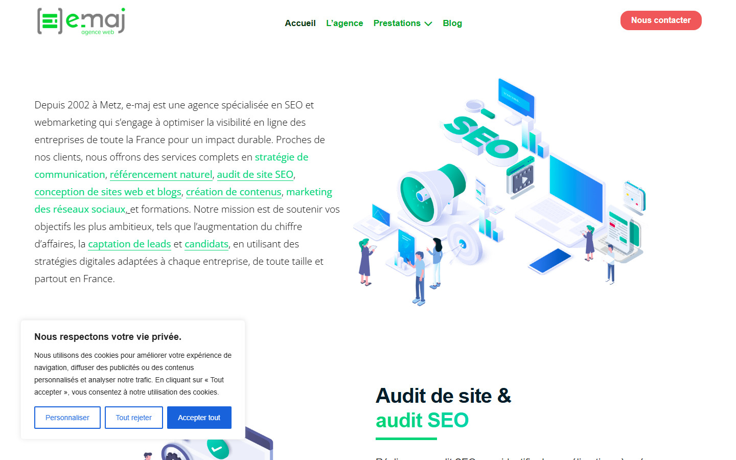 Aperçu du site de e-maj agence web