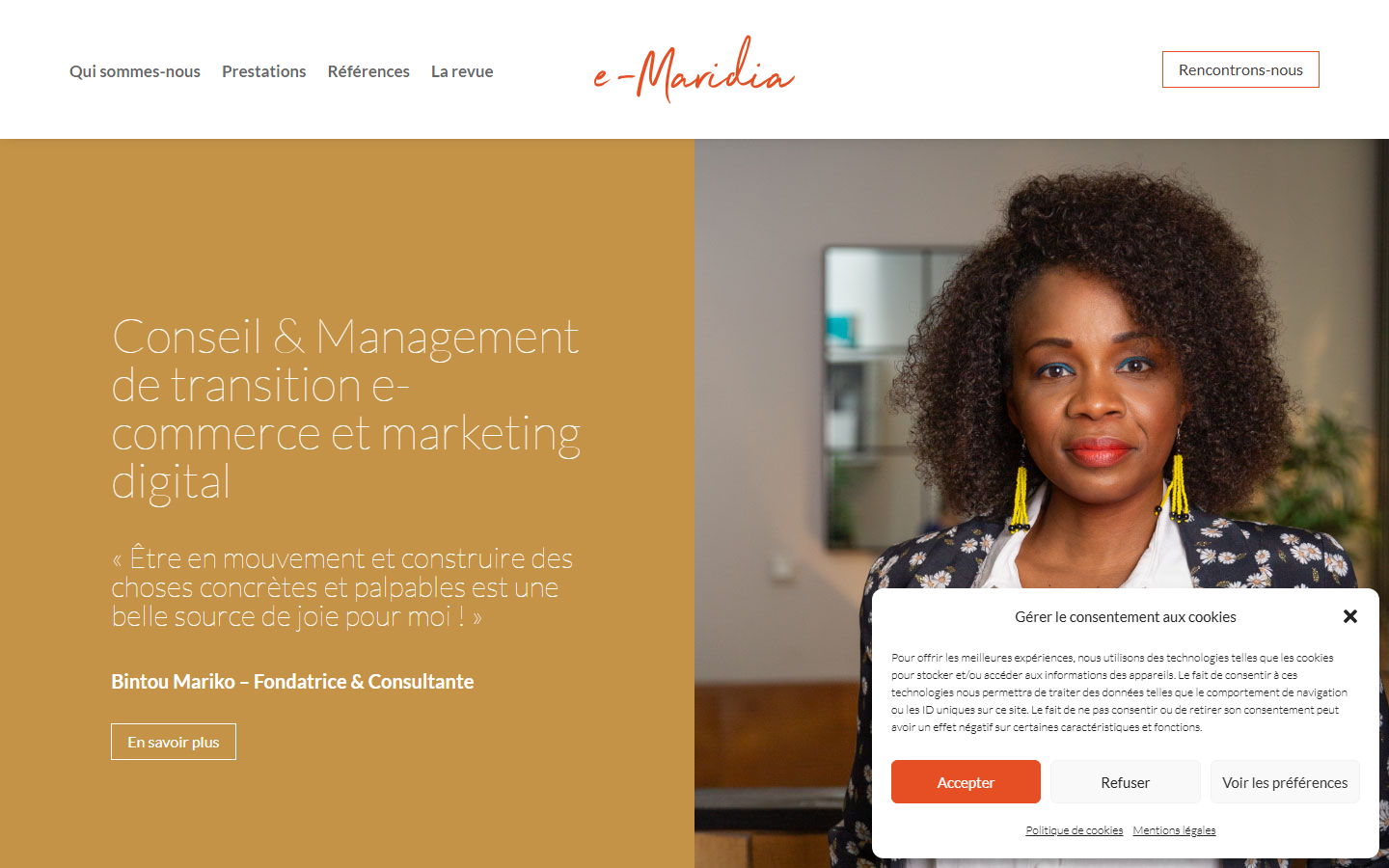 Aperçu du site de E-MARIDIA