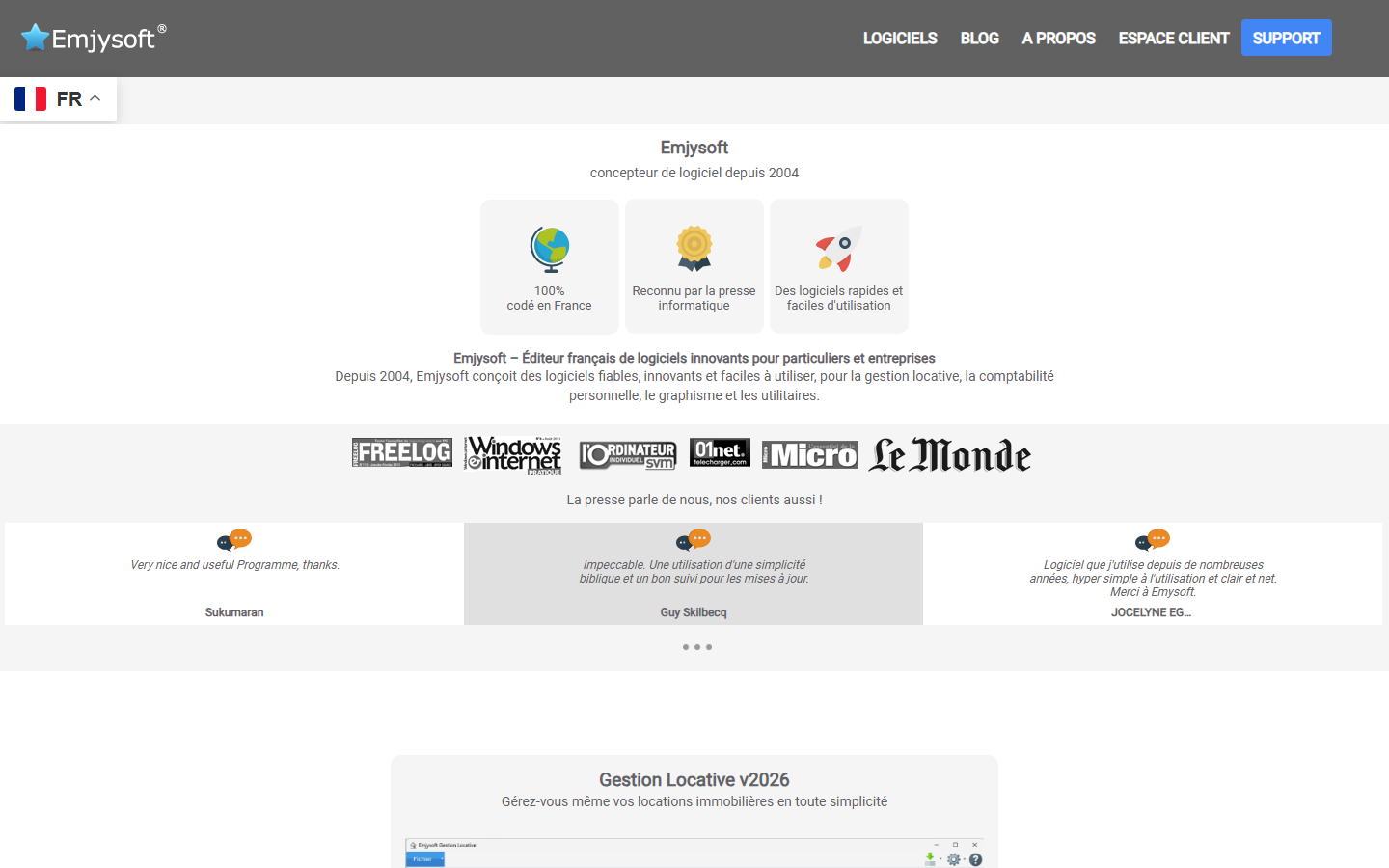 Aperçu du site de Emjysoft
