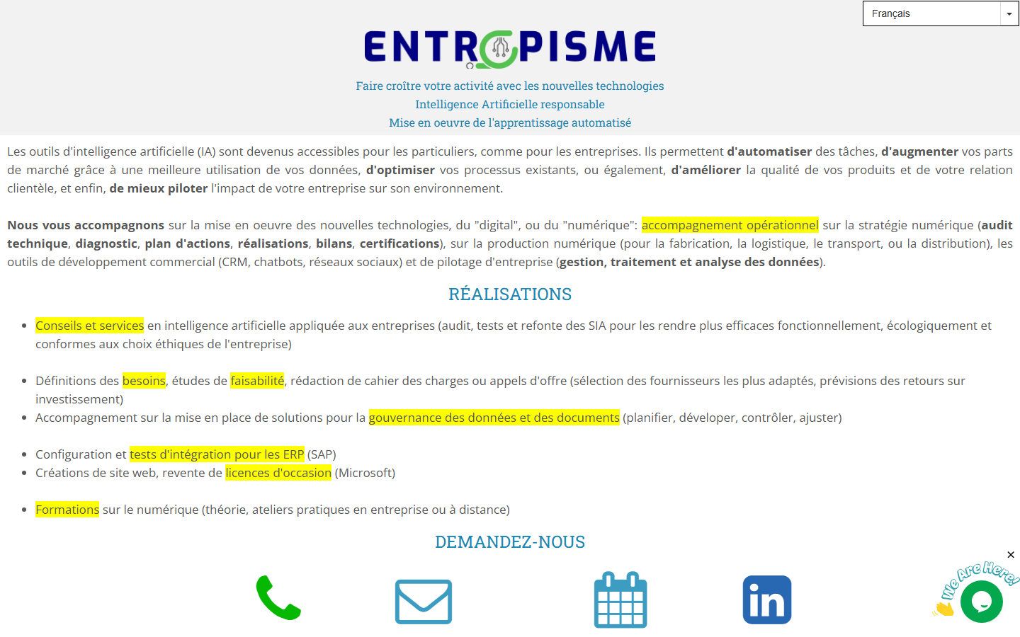 Aperçu du site de ENTROPISME