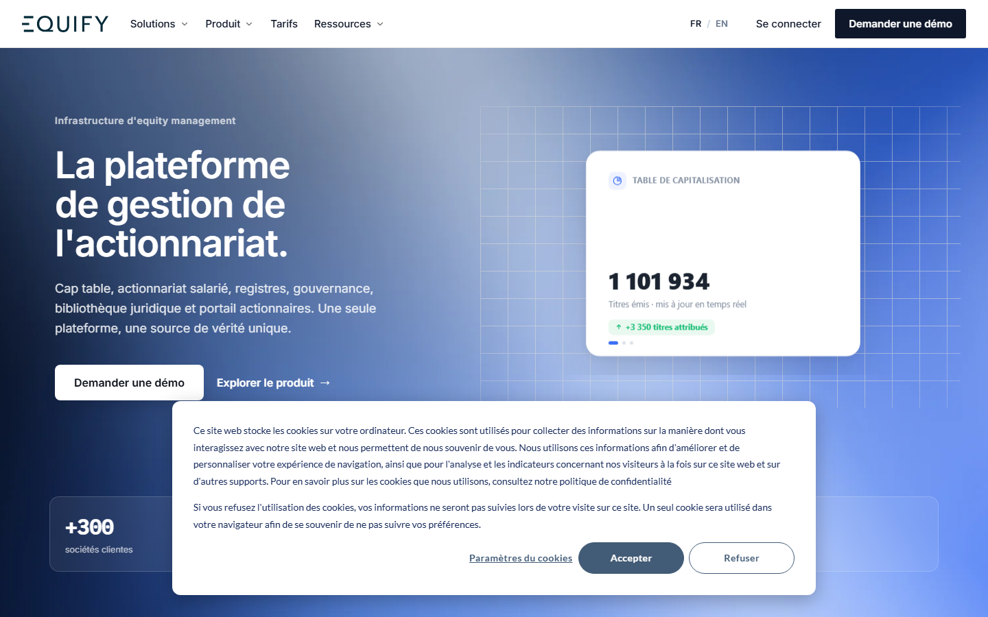 Aperçu du site de Equify