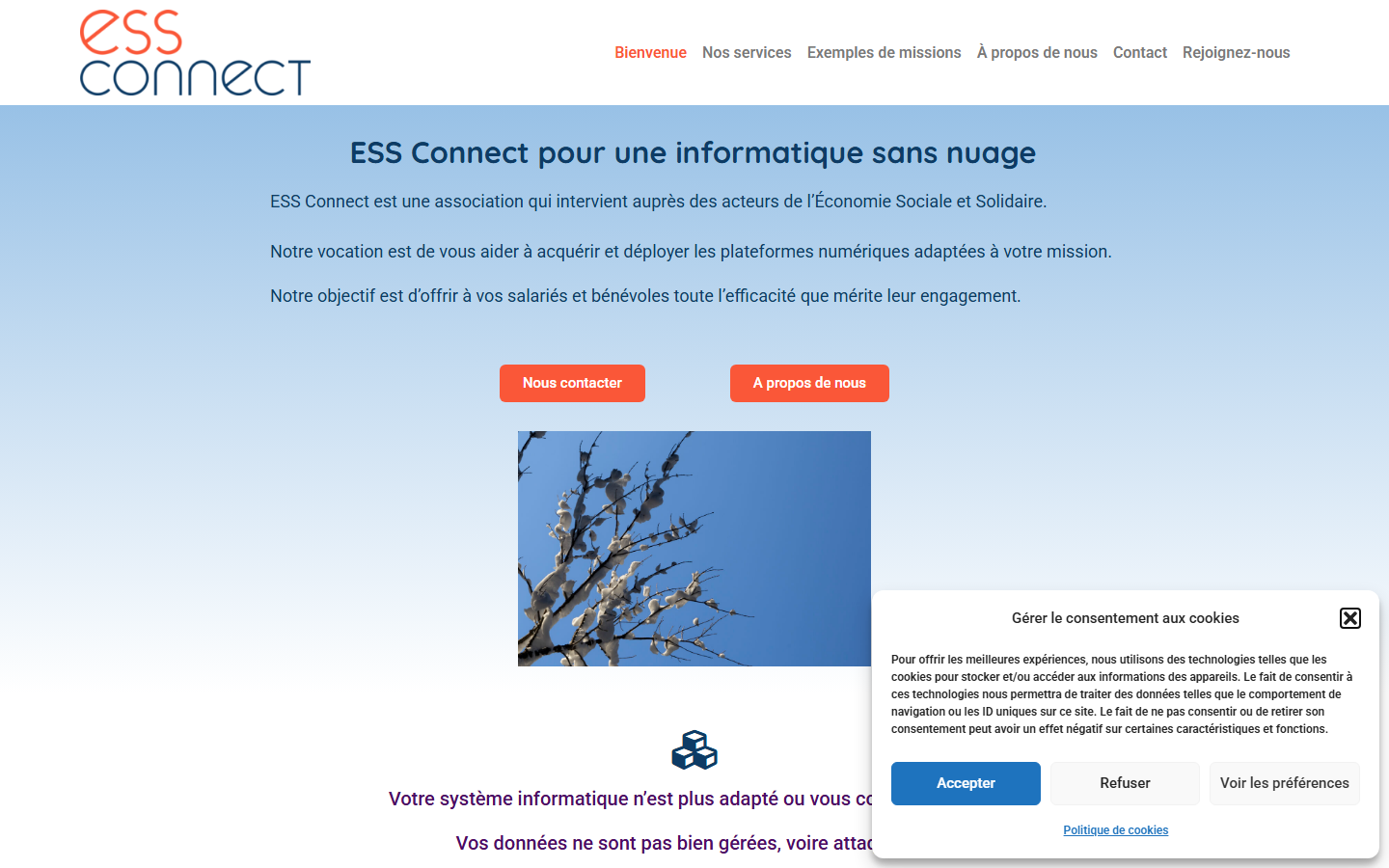 Aperçu du site de ESS Connect