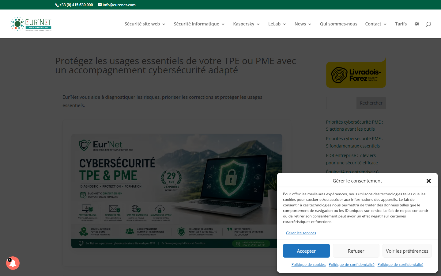 Aperçu du site de EUR'NET