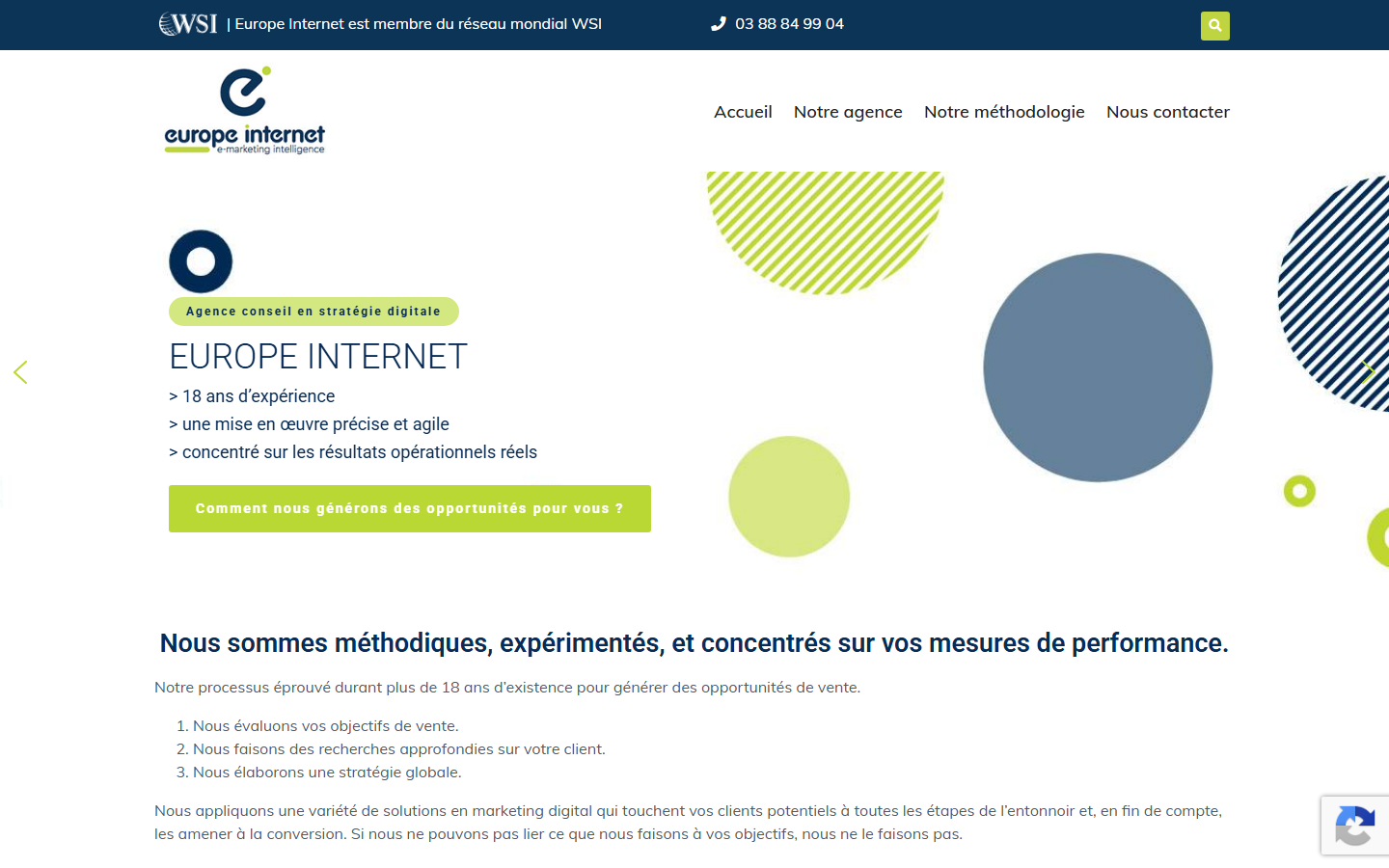 Aperçu du site de Europe Internet