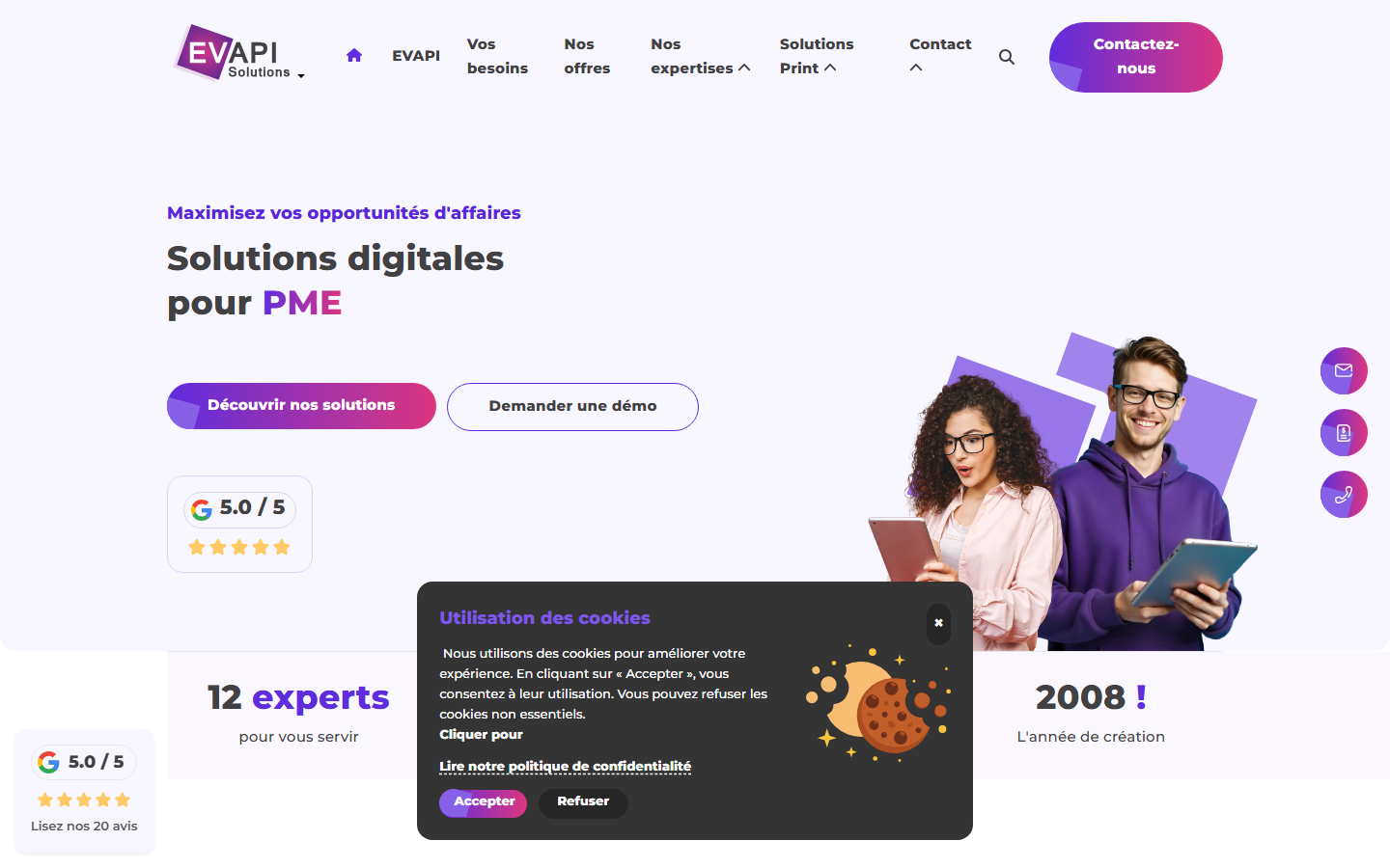 Aperçu du site de EVAPI SOLUTIONS