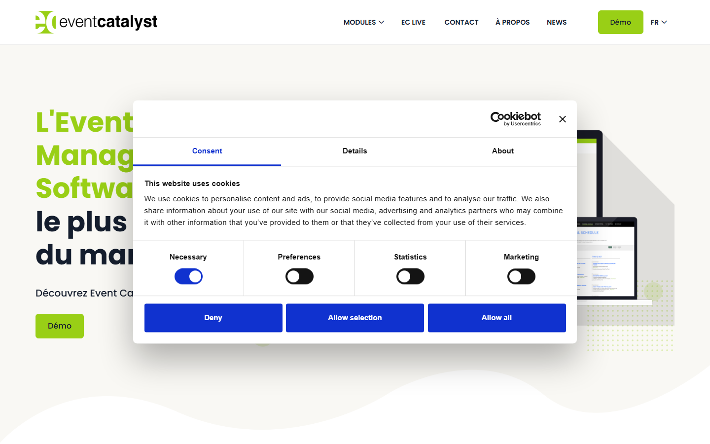 Aperçu du site de Event Catalyst
