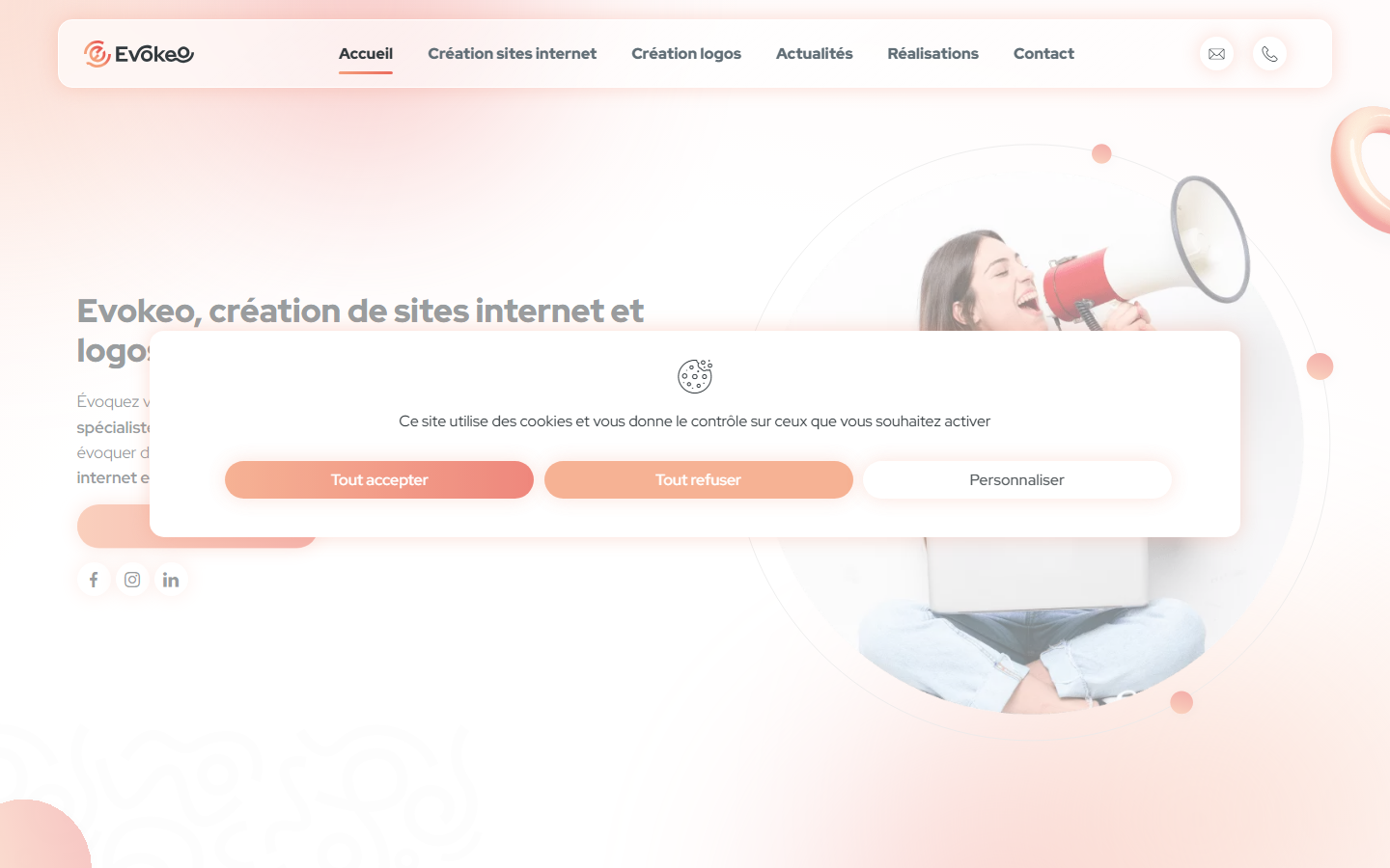 Aperçu du site de Evokeo