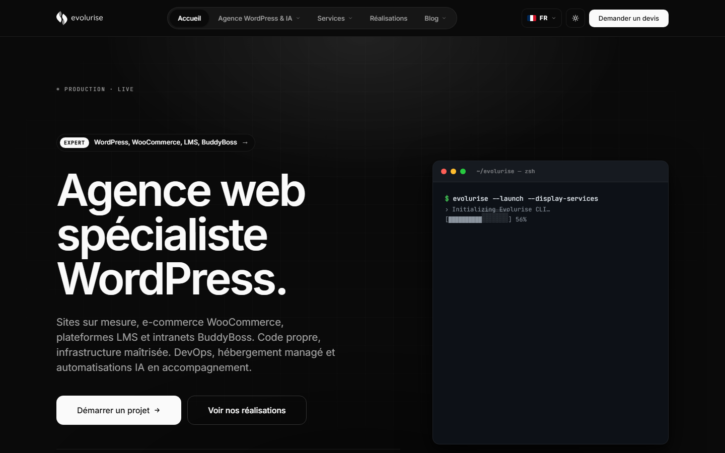 Aperçu du site de EVOLURISE