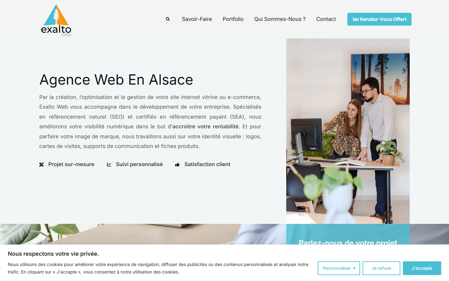Aperçu du site de Exalto Web