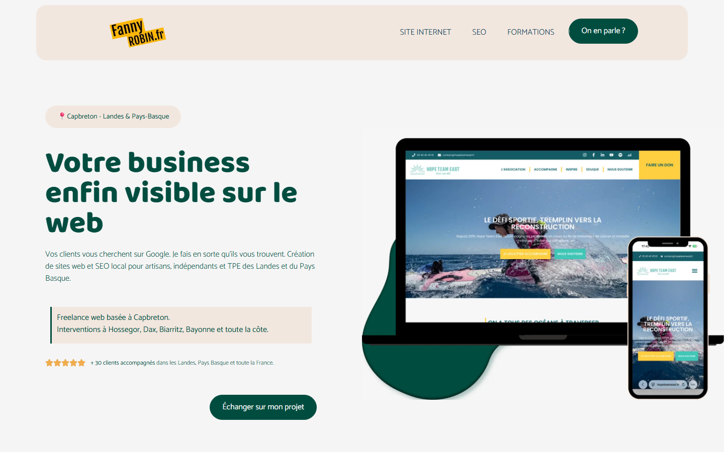 Aperçu du site de Robin