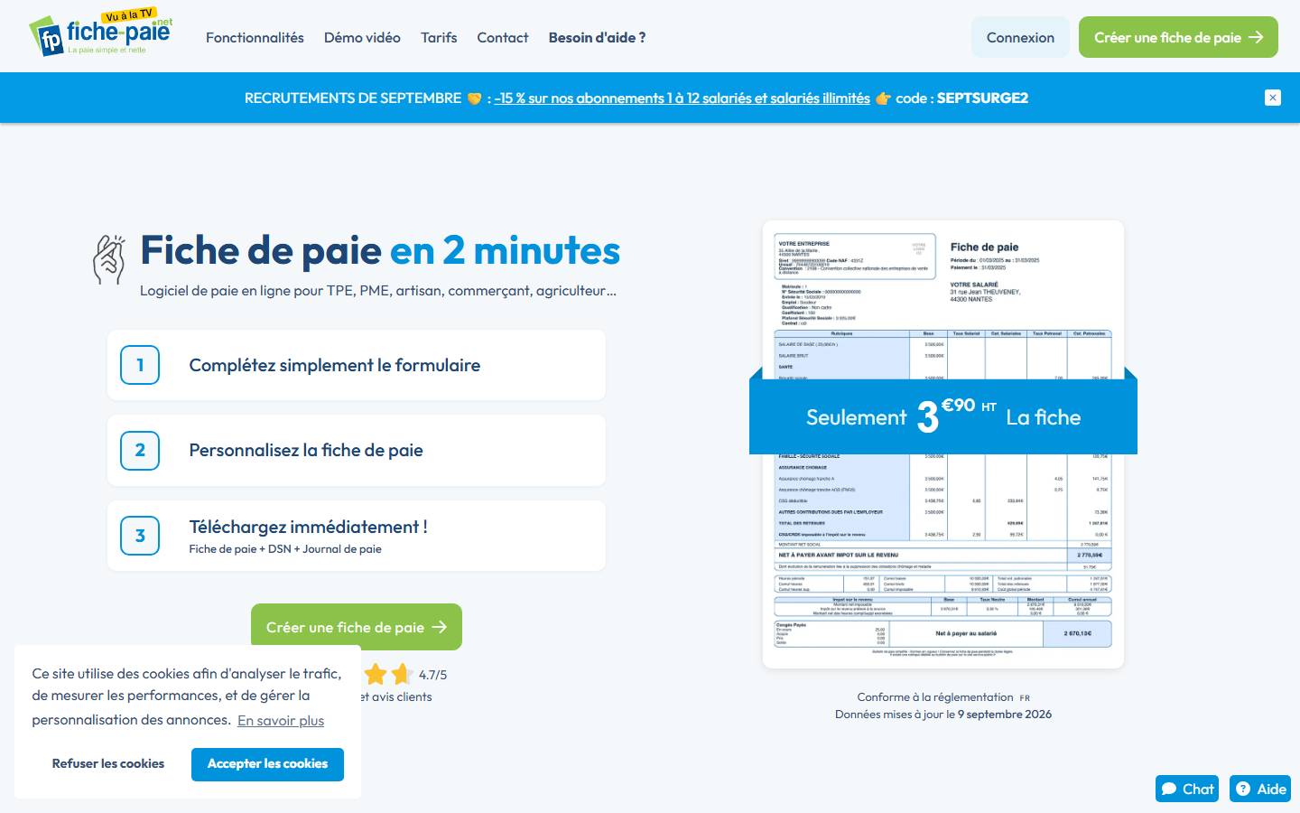 Aperçu du site de FICHE-PAIE.NET
