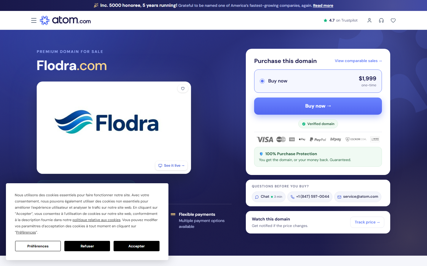Aperçu du site de FLODRA
