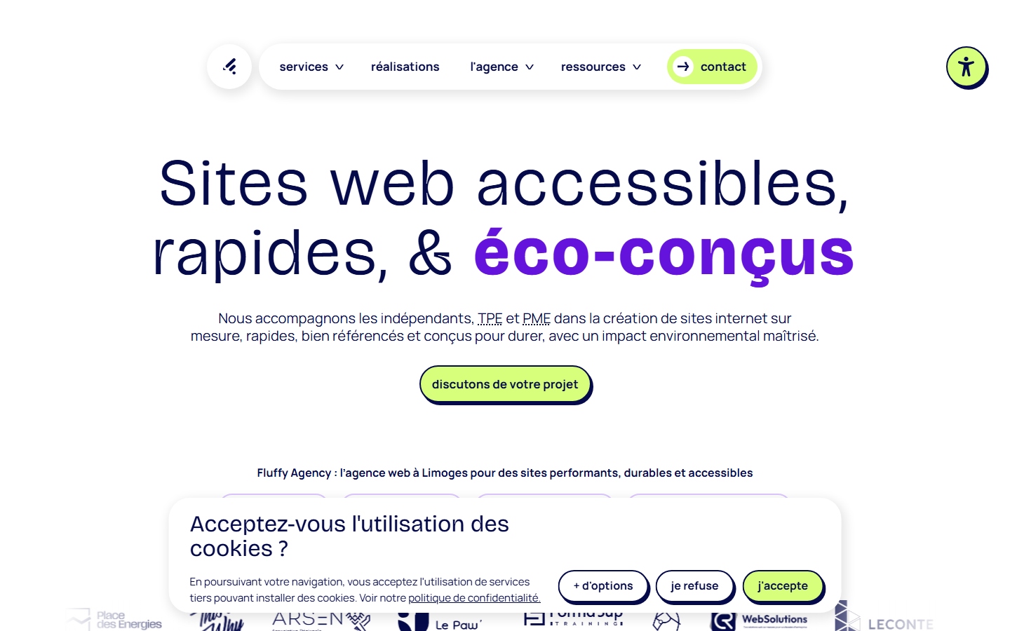 Aperçu du site de Fluffy Agency