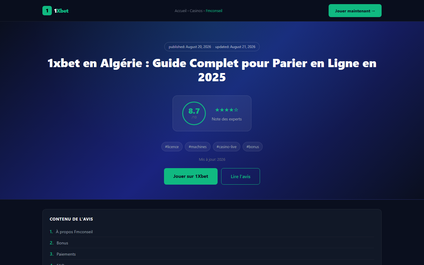 Aperçu du site de FM CONSEIL