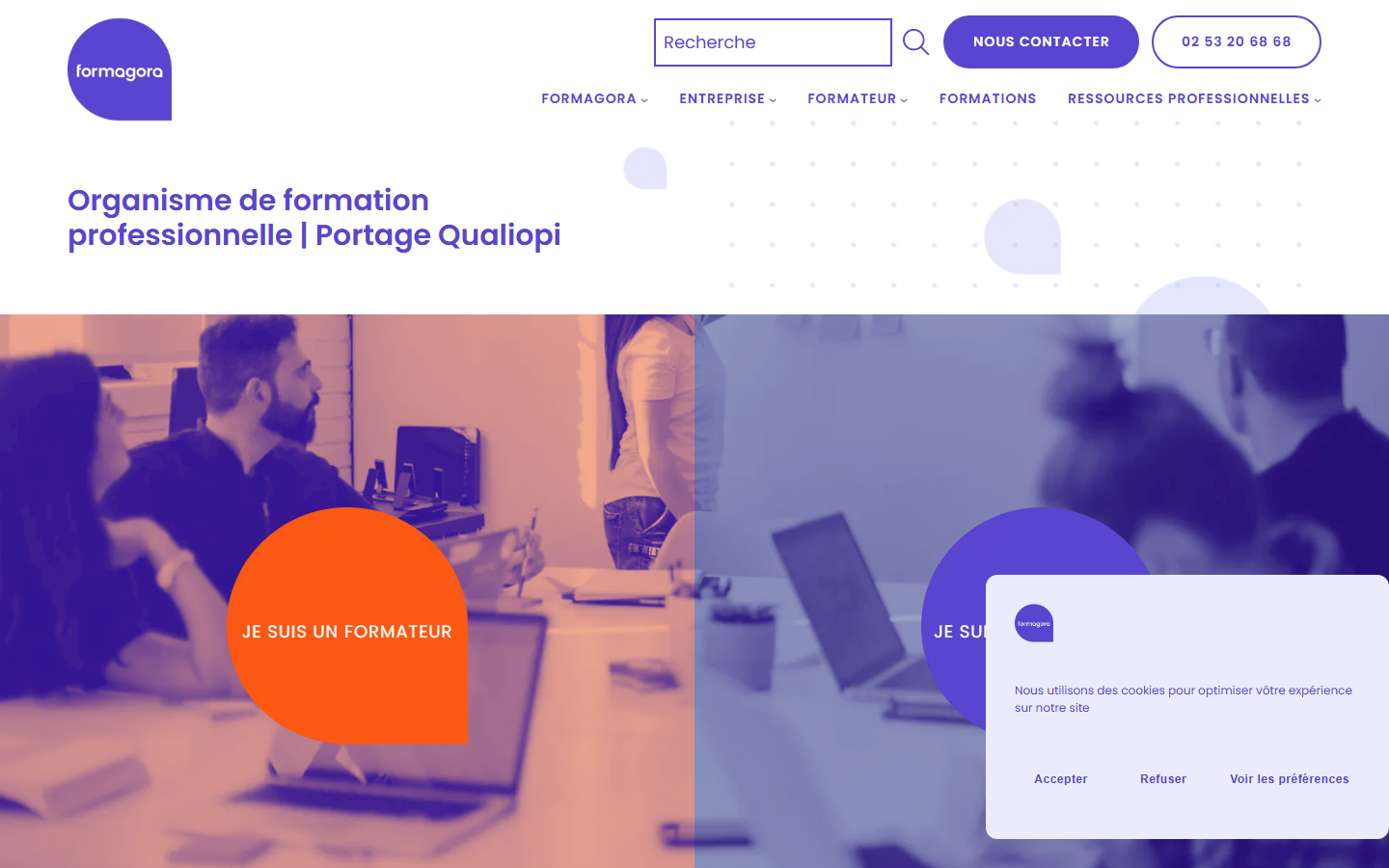 Aperçu du site de FORMAGORA