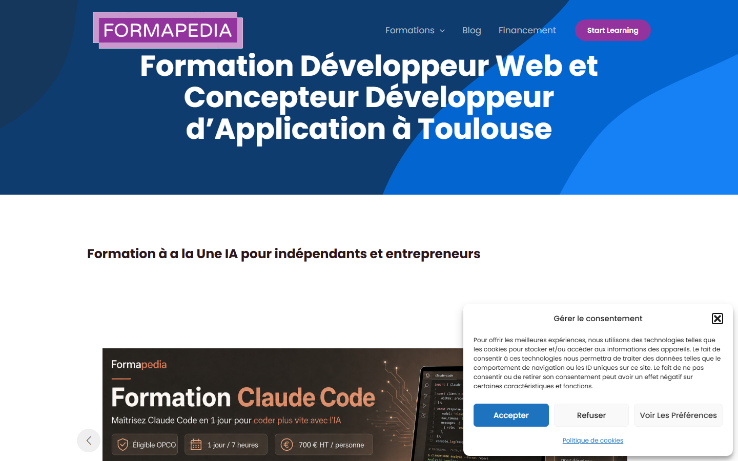 Aperçu du site de Formapedia