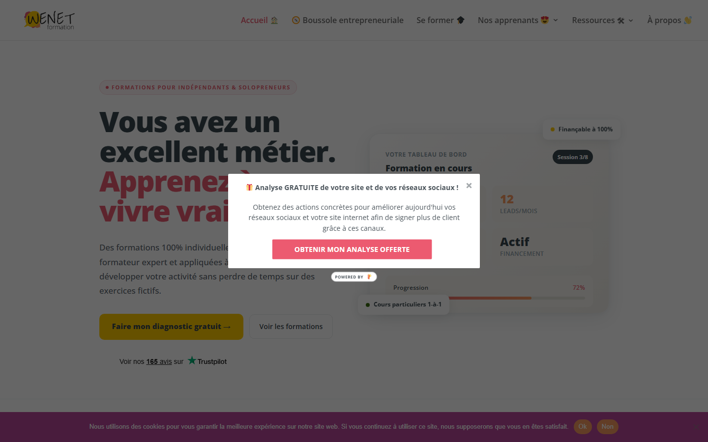 Aperçu du site de Formation Wenet