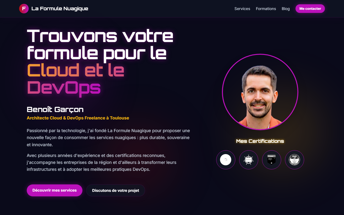 Aperçu du site de LA FORMULE NUAGIQUE