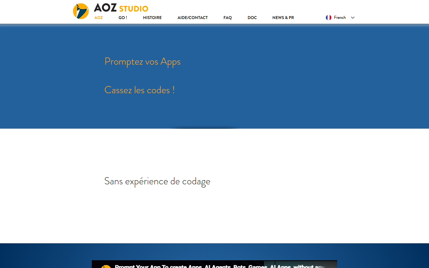 Aperçu du site de AOZ STUDIO
