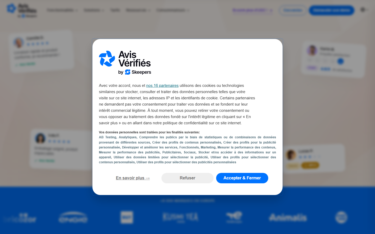 Aperçu du site de Avis Vérifiés