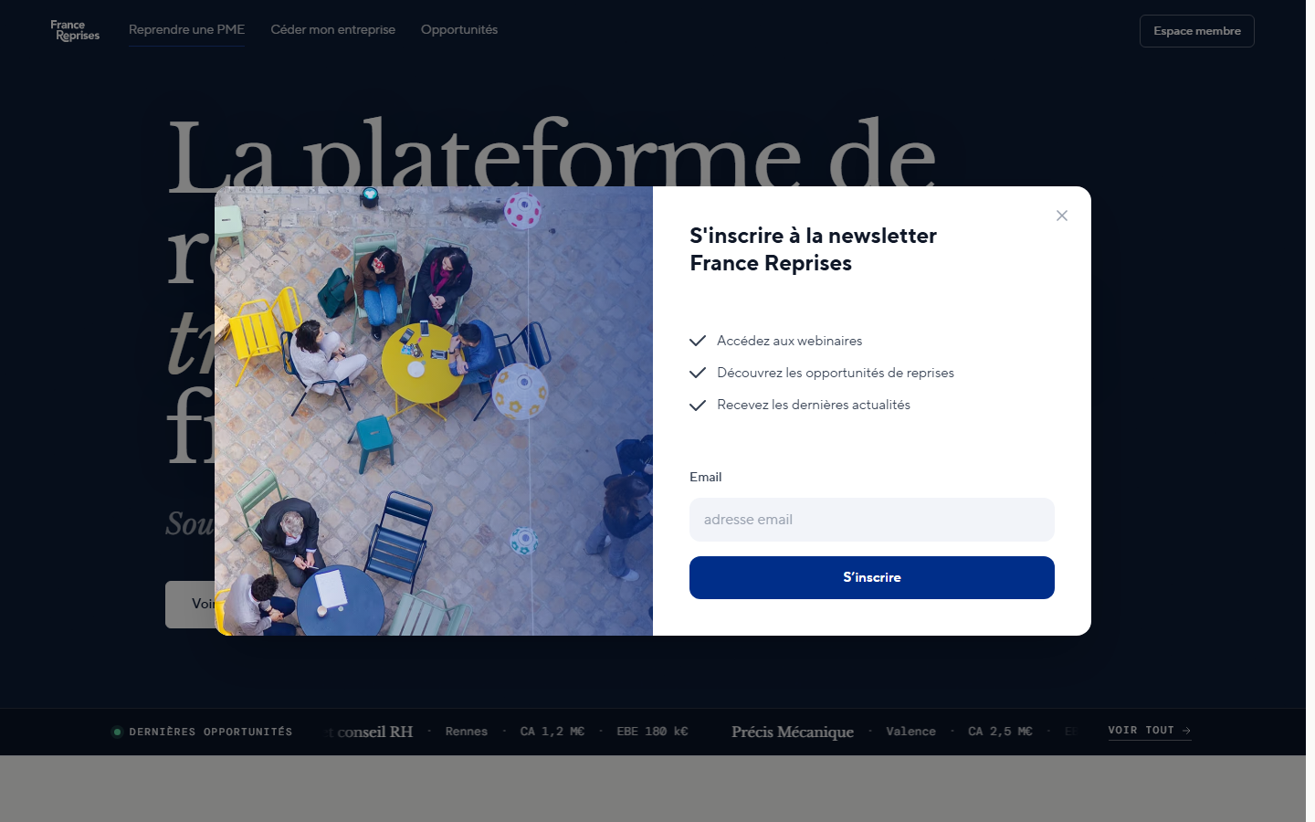 Aperçu du site de FRANCE REPRISES
