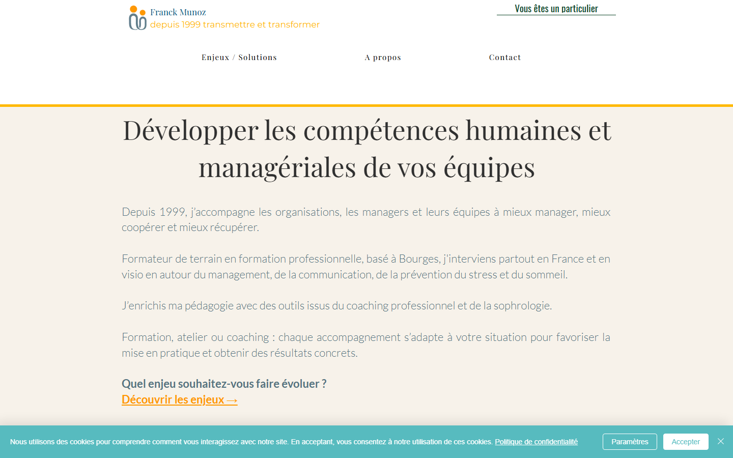 Aperçu du site de Franck Munoz Formation