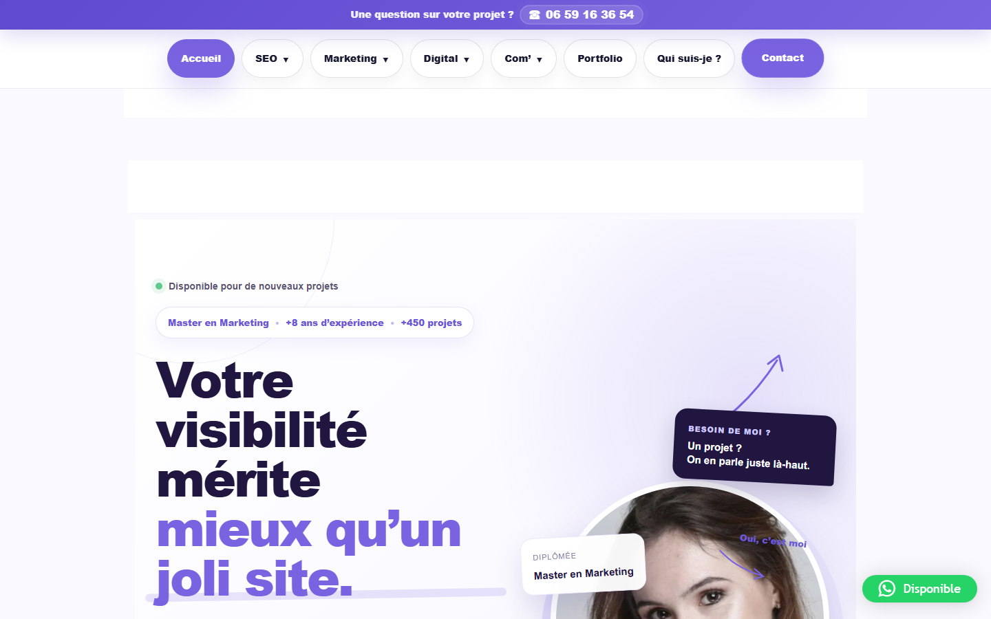 Aperçu du site de Sandra DOUCET