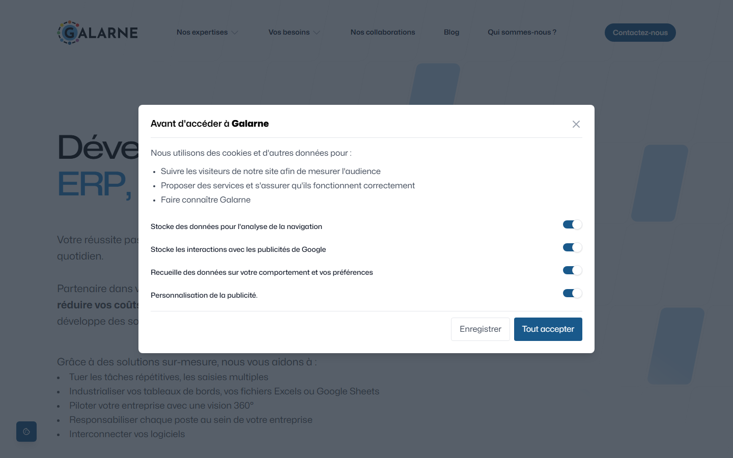 Aperçu du site de GALARNE