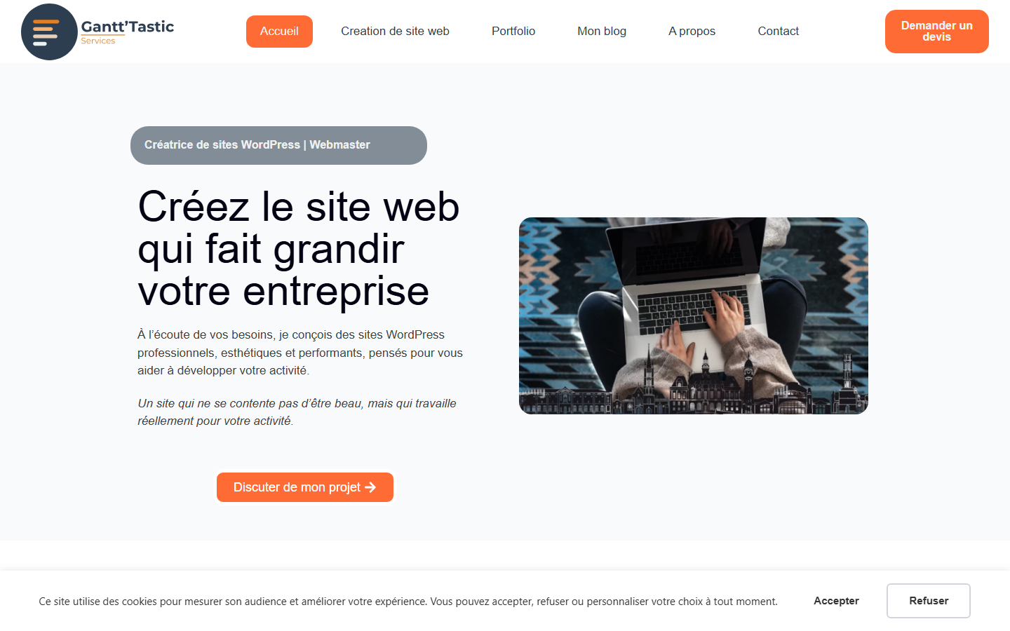 Aperçu du site de Gantt'Tastic Services