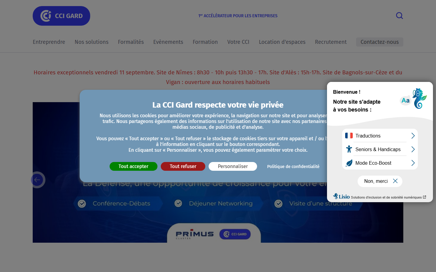 Aperçu du site de Chambre de commerce et d'industrie Gard