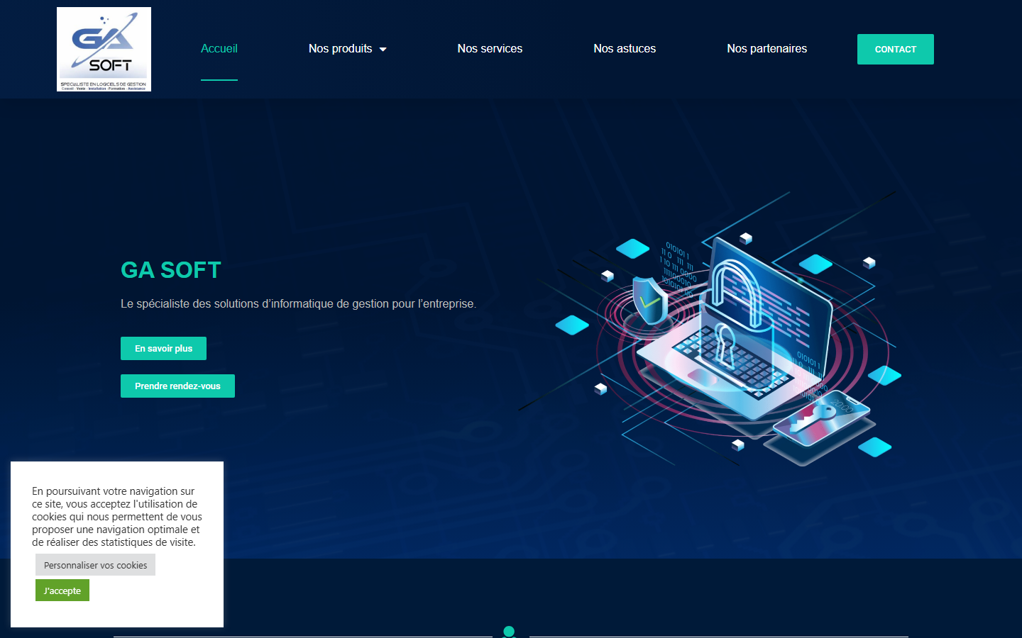 Aperçu du site de GA SOFT