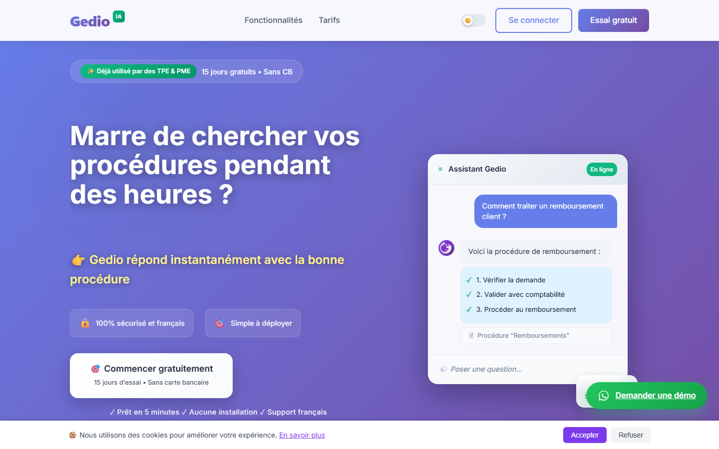 Aperçu du site de Gedio