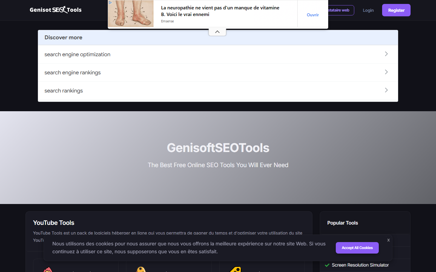 Aperçu du site de GENISOFT