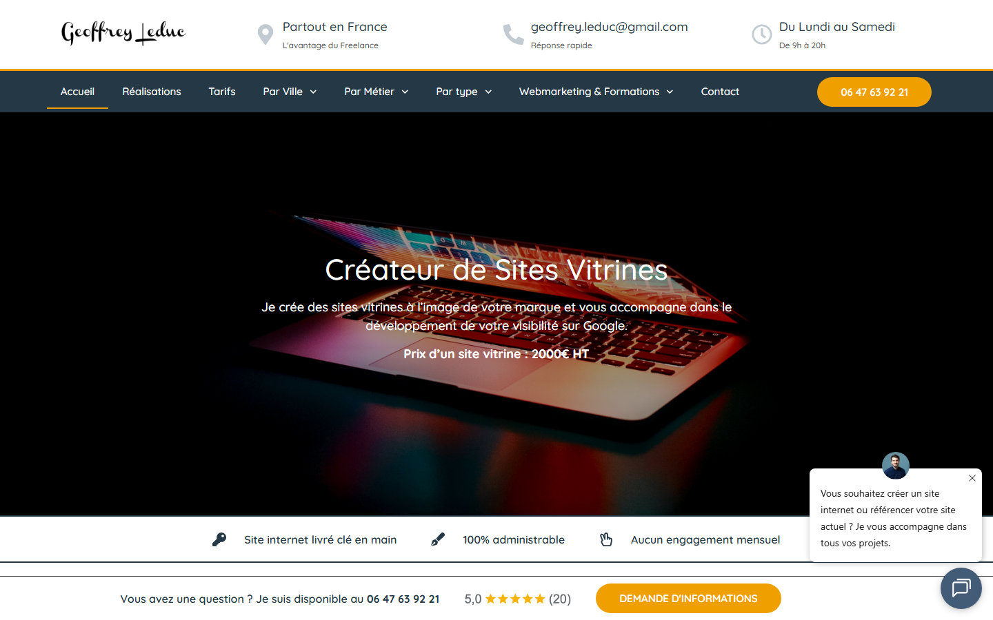 Aperçu du site de Geoffrey LEDUC