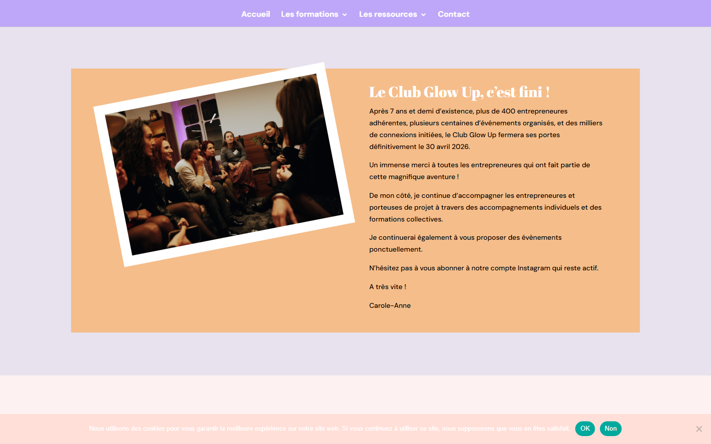 Aperçu du site de Glow Up
