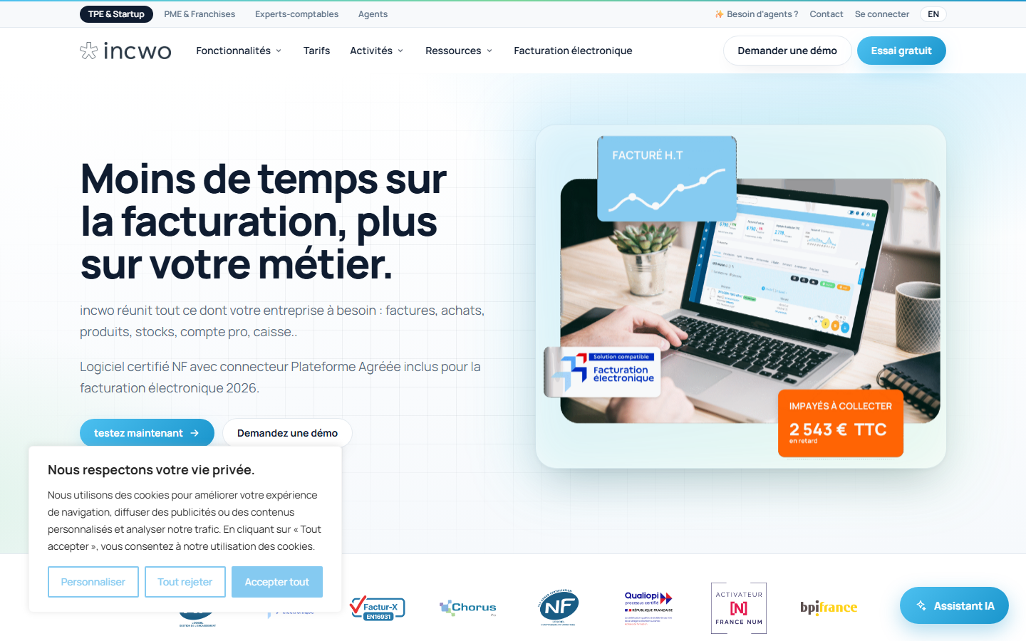 Aperçu du site de incwo