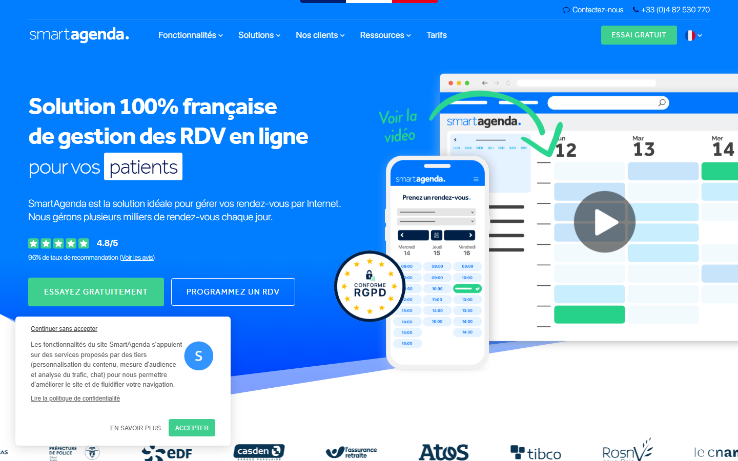 Aperçu du site de SmartAgenda