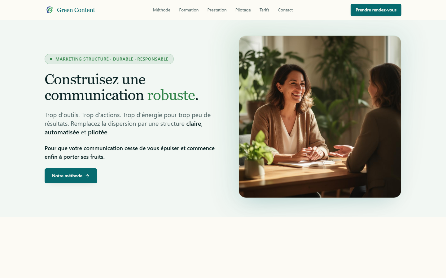Aperçu du site de Green Content