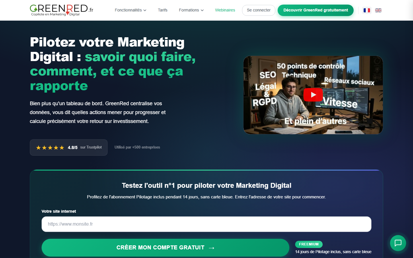 Aperçu du site de GREENRED