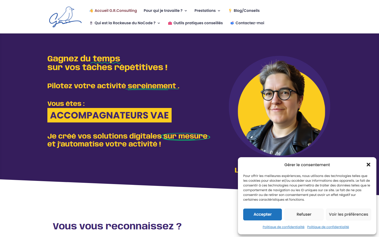 Aperçu du site de Guilaine Robin Consulting