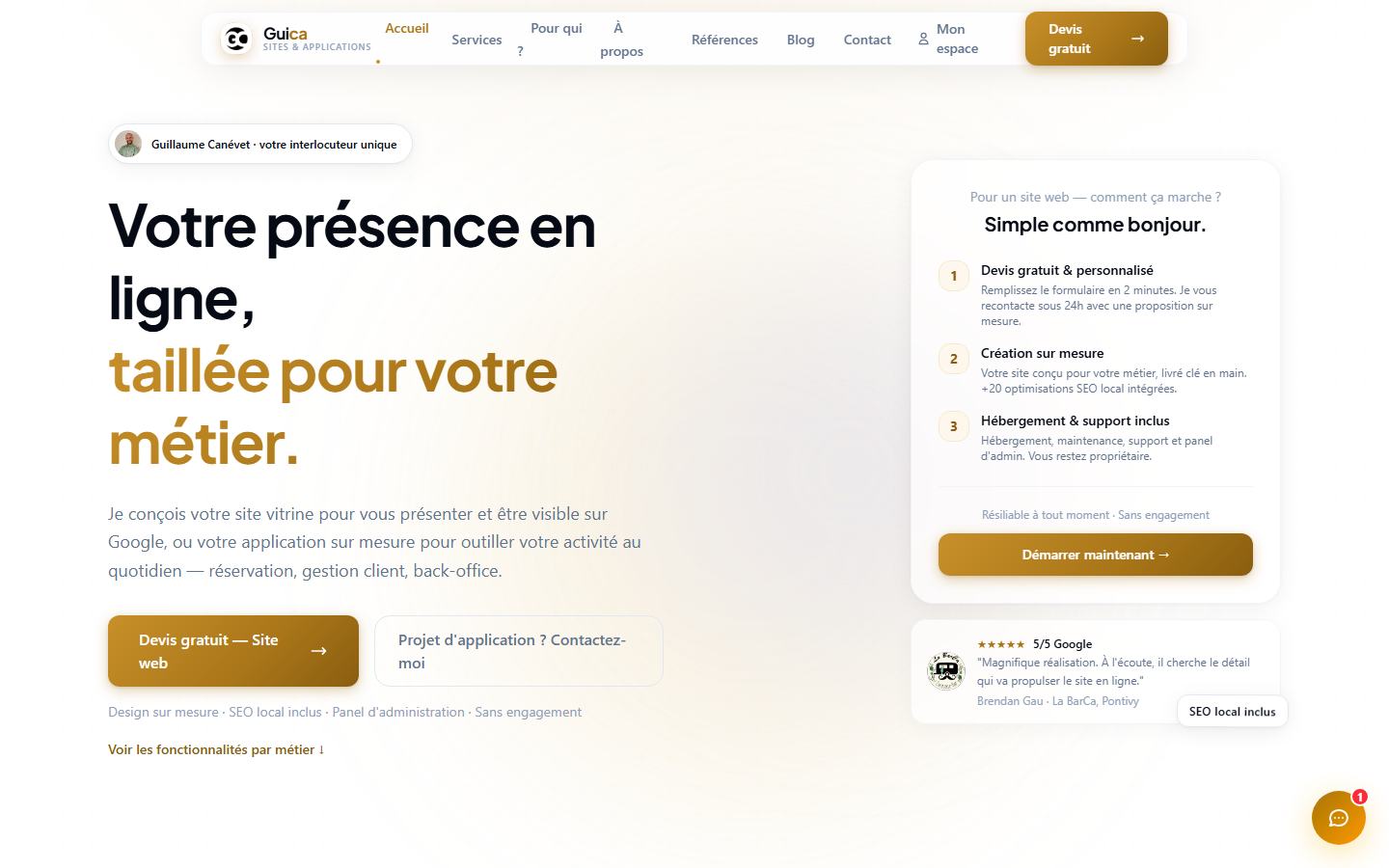 Aperçu du site de Guica