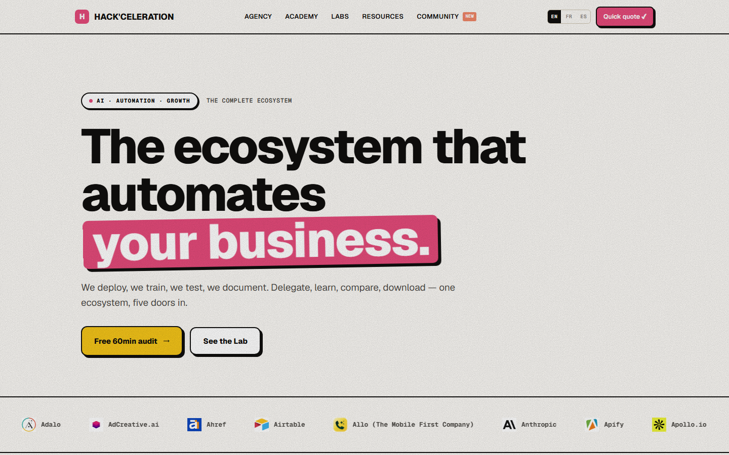 Aperçu du site de Hack'celeration