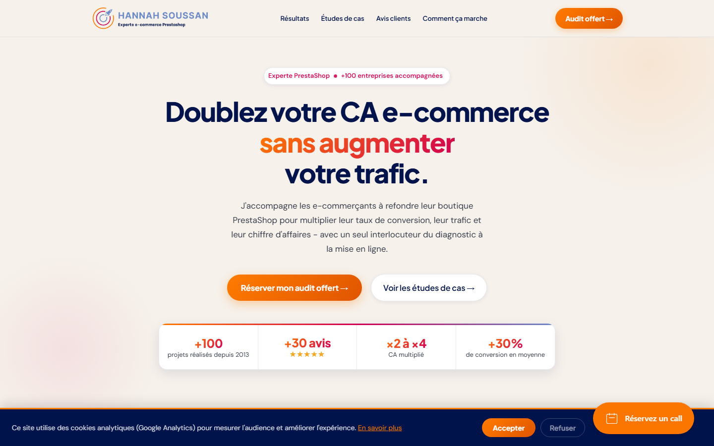 Aperçu du site de Hannah Soussan