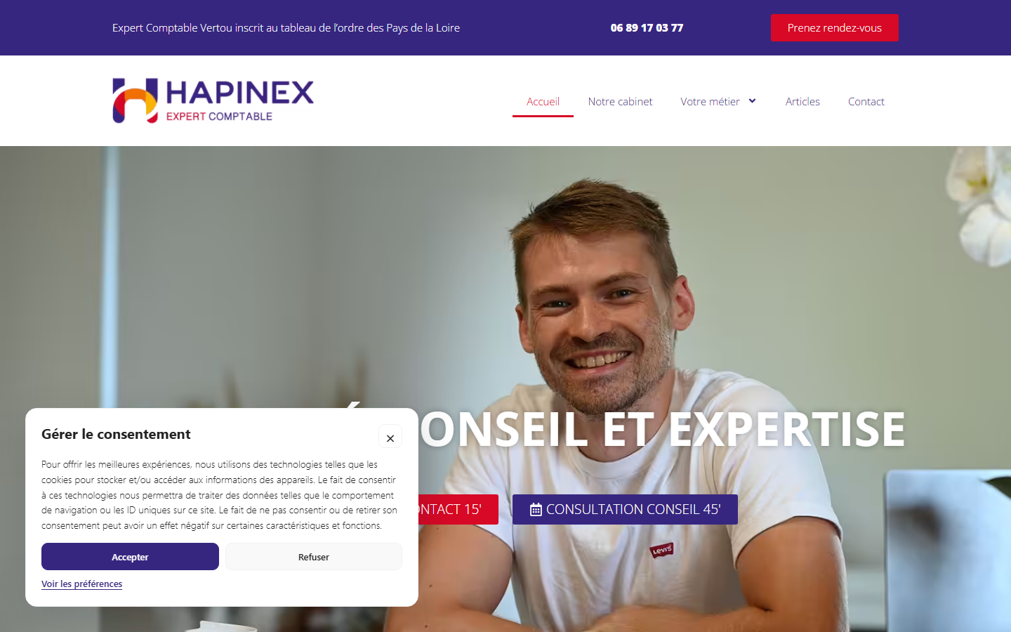 Aperçu du site de HAPINEX - Expert Comptable Vertou